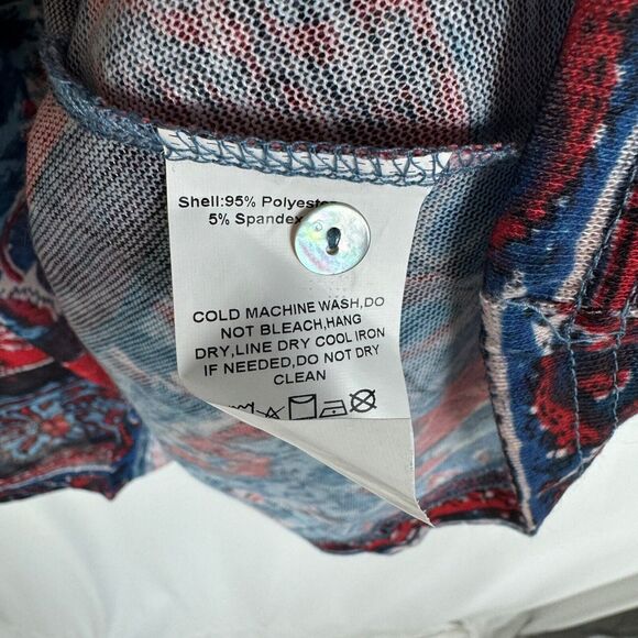 Suzanne Betro Weekend Women's Tunic Top Size 2X Red/Blue Print Long Sleeves NEW - Picture 4 of 6